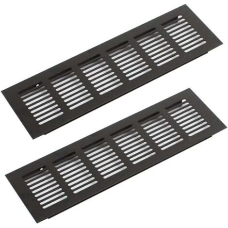 Grille Aération Aluminium 2 Pièces Grille d'Aeration Grille de Ventilation Rectangulaire Grille d'Aeration en Alliage Grille Daération Extérieure pour la Ventilation Noir 250 X 80mm