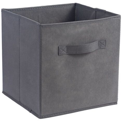 Gray Fabric Foldable Storage Box, 25cm Wide x 25cm Long x 25cm High, Without Lid, Drawer Type, 1 Piece (1/5)