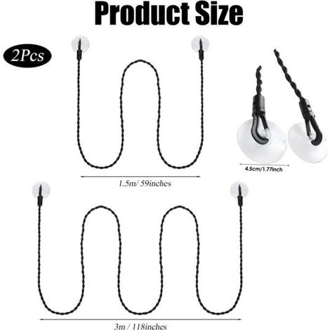 Lot de 2 cordes linge rétractables - crochet/ventouse - portable - int/ext Meoiruery (1/2)