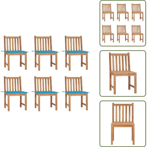 Chaises de jardin lot de 6 avec coussins Bois de teck massif - Chaise De Jardin - Mobilier De Jardin - Chaise En Bois - Chaises En Bois - Teck (1/5)