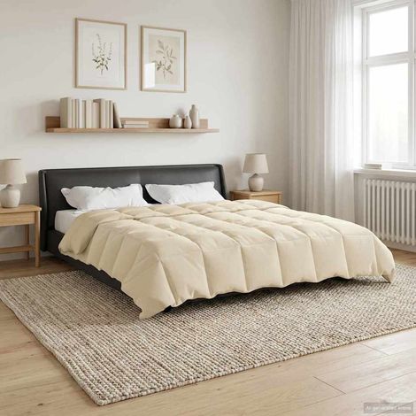 Edredón de Todo el Año Acolchado Crema 200 x 240 cm Microfibra
