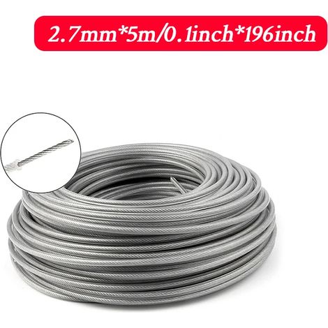 (5 m x 2,7 mm) Fil de coupe-bordures en nylon et acier, long rouleau rond, pour tondeuse à gazon. (1/4)