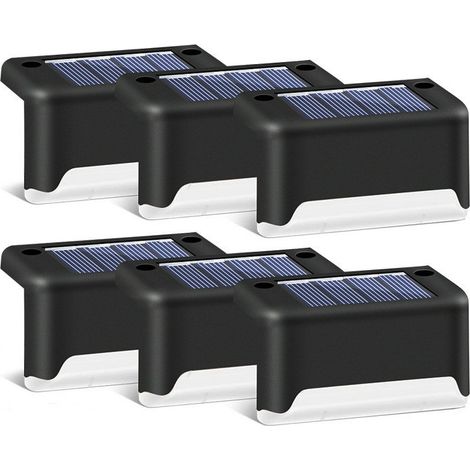 Paquet de 16 Lampes de Terrasse Solaires Lampes de Pont à LED Étanches Lampes D'extérieur à Énergie Solaire pour Terrasse Escaliers Voie de Jardin Marche Et Clôtures-Coque Noire + Lumière Blanche