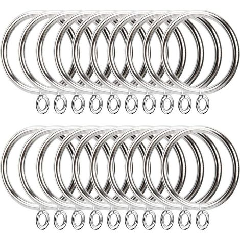 50 Pièces Anneaux de Rideau en Métal, Anneaux de Suspension de Rideau de Diamètre Intérieur Argenté de 38mm, Anneaux de Rideau en Métal Argenté pour Rideau de Douche de Porte de Fenêtre (1/5)