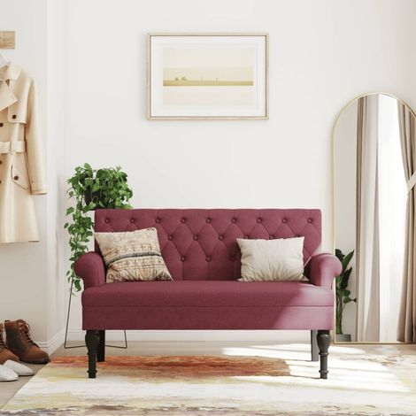 vidaXL Bench with Backrest Wine Red 120x62x75,5 cm Fabric