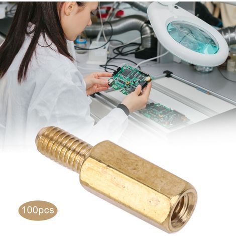 M3-Messing-Abstandshalter mit Sechskantmuttern (ein Kopf) – Leiterplatten-Austauschsets, M3 x 10 (100 Stück) (1/5)