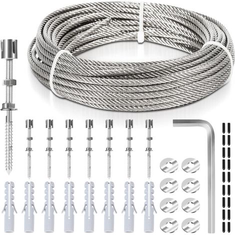 EINFEBEN Treillis métallique pour plantes Support pour plantes grimpantes kit de suspension de corde en acier inoxydable 12m (1/5)