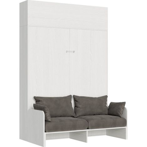 Letto Matrimoniale a Scomparsa Salvaspazio con Sofà Kentaro H250 cm Bianco (1/4)