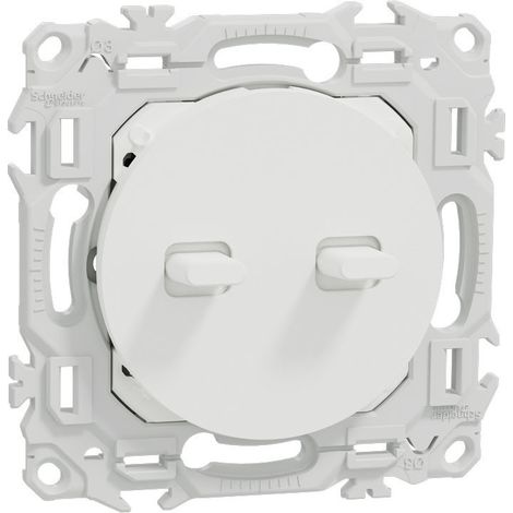 Schneider – Double interrupteur va-et-vient 10 AX – Compatible plaques Odace – Blanc craie – Commande de deux circuits
