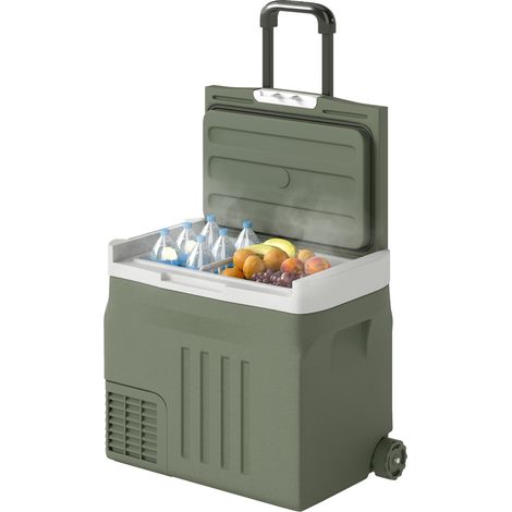 Glacière électrique portable, 40 litres, réfrigérateur de voiture avec modes ECO/MAX, poignée télescopique, 61 x 39 x 49,5 cm, grise