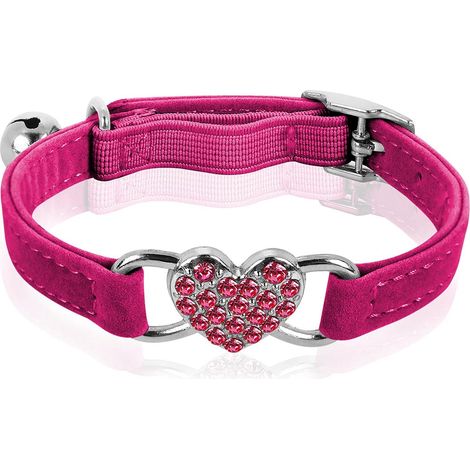 Collier pour chat en forme de cœur avec clochette, réglable, assorti de harnais de sécurité, doux et résistant, adapté aux chats et chatons, design mignon pour le quotidien et les sorties (1/5)