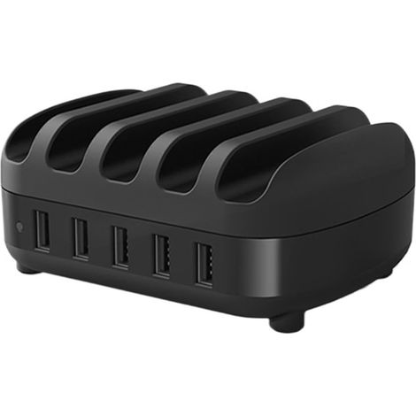 Station De Chargement USB Multi-Ports, Support, Adaptateur De Chargeur À Prises Multiples, Alimentation 5 USB A for Téléphone Portable Et Smartphone Sécurité Rapide(Black) (1/5)