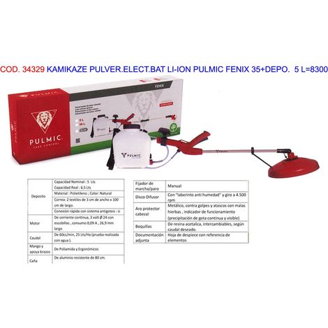 Batteria Elettrica Kamikaze Pulver Li-Ion Pulmic Fenix 35 con Serbatoio 5 L8300