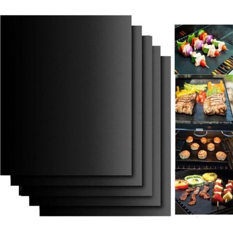 Tapis grille pour barbecue Tapis de cuisson pour griller ou barbecue, 16.1612.99pouce, Set de 5 BBQ Grill Mat avec une brosse d'hui (1/3)