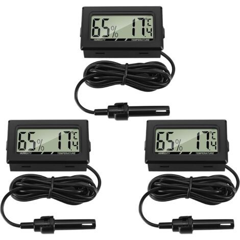 Pair Thermomètre numérique avec hygromètre à sonde externe Plage de température -50℃70℃ Précision ±1℃ Longueur câble 1,5m (1/5)