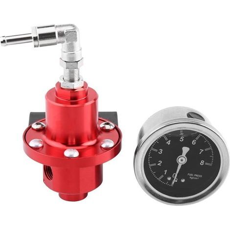 régulateur de Pression de Carburant Réglable en Alliage d'Aluminium Universel FPR avec Jauge de Pression de Carburant pour Voiture Auto(Red) (1/5)