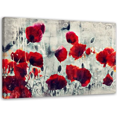 Quadro su tela, Papaveri rossi dipinti - 100x70 (1/5)