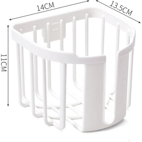 Dévidoir Papier Toilette Mural Panier Rangement Toilette Robuste Support Salle de Bain Blanc Maison