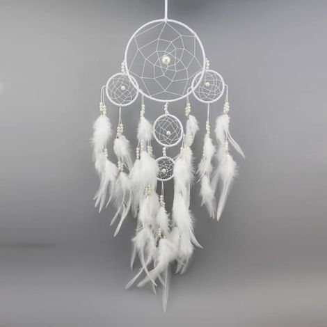 Attrape-rêves à plumes Blanc 60 x 15 cm (1/5)