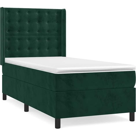 Maison Exclusive - Boxspringbett mit Matratze Dunkelgrün 80x200 c (1/5)