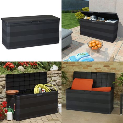 Boîte de rangement de jardin noir 117x45x56 cm - Rangement extérieur - Coussins jardin (1/5)