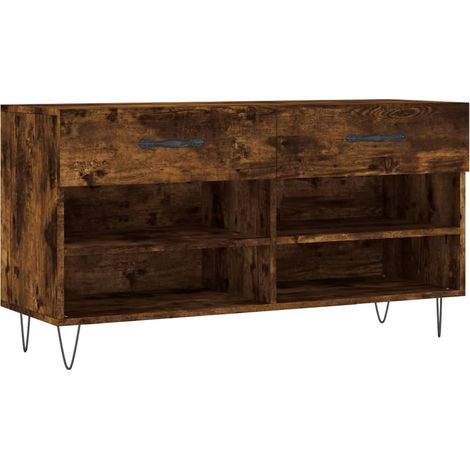 Banc à chaussures bottes commode étagère meuble entrée rangement 102 x 35 x 55 cm bois d'ingénierie marron
