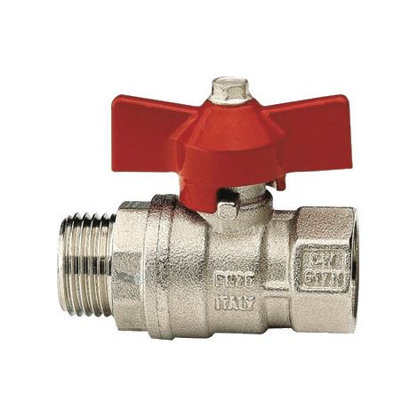 Valvola a sfera - Ottone - M/F - Maniglia farfalla rossa 12X17 - PN50