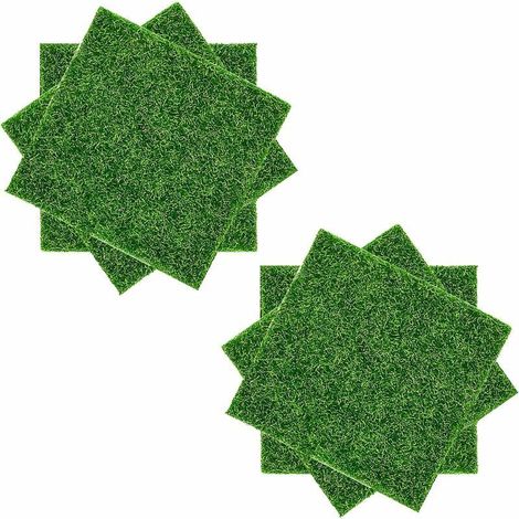 Tapis de gazon artificiel 6pcs (15x15cm), gazon artificiel de mousse ornementale, gazon de mousse miniature, gazon décoratif pour balcon et jardin.