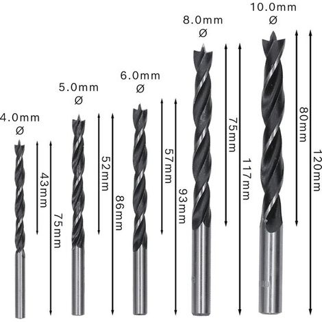 Jeu de forets (pour bois tendre, bois dur, Ø 4-10 mm, accessoires professionnels pour perceuse/visseuse) (1/5)