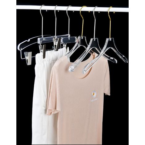 (10 pièces) Cintres transparents antidérapants en acrylique imitation pour magasins de vêtements (1/5)