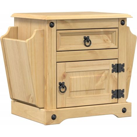 Comodino con cassetto e vano con anta 45 x 35 x 47,5 cm legno massello di pino DEC033902