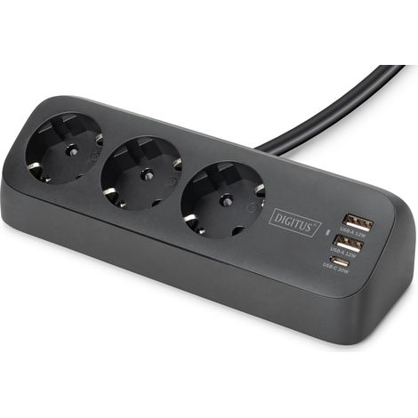 Multiprise à 3 Prises avec Chargeur USB – 1x USB-C, 2X Type A (1/5)