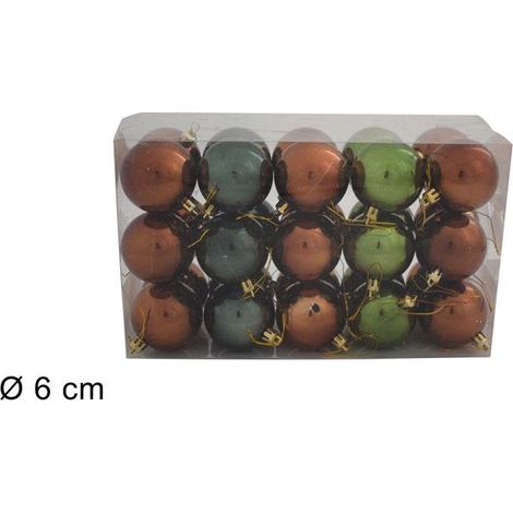BOX 30 PALLE  DIAM 6CM LUCIDE VERDE/MARRONE IN PLASTICA