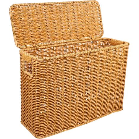 Panier De Rangement Tressé Avec Couvercle Et PoignéE Organisateur Portable Pour Jouets Articles Divers Cuisine Salon (1/5)