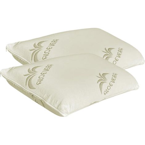 2 Cuscini memory foam saponetta per letto - Misura 70x40 cm e altezza di 15 cm - Guanciale con fodera aloe vera (1/5)