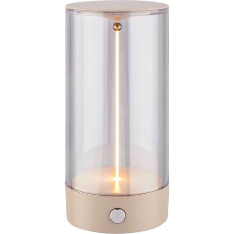 Briloner Wiggle Lampada da tavolo LED senza fili, interruttore a 4 posizioni, batteria, luce bianca calda, filamento, beige, Ø7 x 14,5 cm
