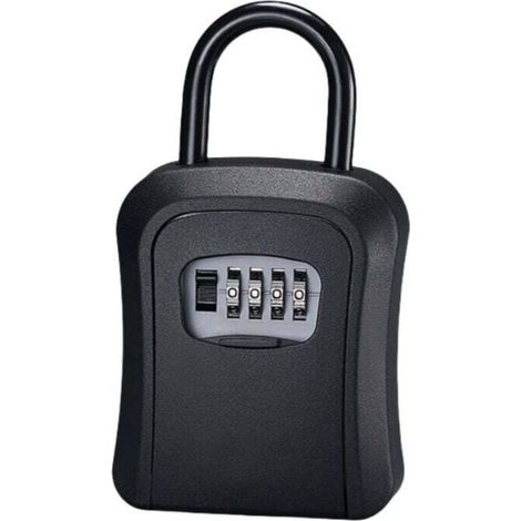 AMXCNOY Wand-Schlüsseltresor mit Griff – mit 4-stelligem Code, robust und stabil, Zinklegierung – Schwarz (1/2)