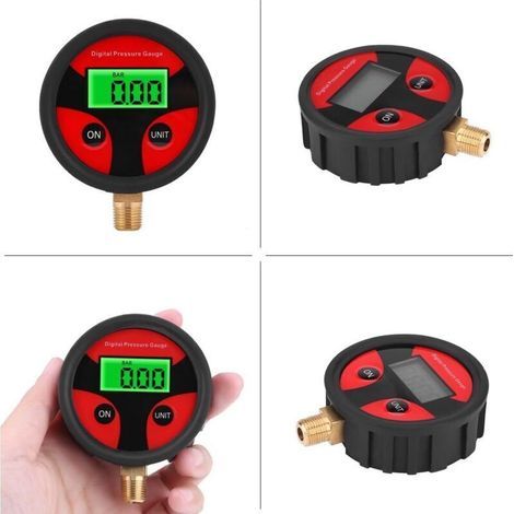 Manomètre Numérique pour Pneus Voiture, Camion et Moto – Affichage LCD Clair, Précision Haute, Filetage 1/8 NPT (1/3)