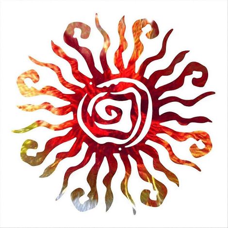 Metallene Wanddekoration mit Darstellung des Sonnengottes, für den Innen- und Außenbereich – Rostfreie Wanddekoration, A (1/5)