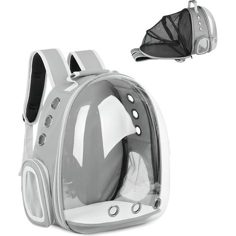 Sac à Dos pour Animal De Compagnie Extensible, Sac à Dos pour Chat à Capsule Spatiale Ventilée, pour Chiot pour Le Camping De Voyage(Gris)