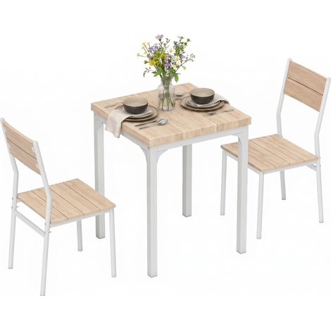HOMCOM 3 Pcs Compact Dining Table 2 Chairs Set, Oak Wood Effect (1/5)