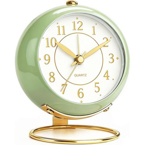 Analoger Wecker, Retro Kleiner Tischwecker mit Nachtlicht, Hintergrundbeleuchtung, Niedliches Einfaches Design, Lautlos Ohne Ticken, Batteriebetrieben, Wecker Schlafzimmer Schulstart-Geschenke (1/5)