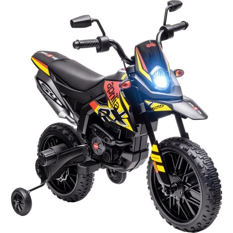 Moto électrique 12V pour enfants avec roues stabilisatrices, lumières LED, musique, USB, idéal pour garçons et filles, couleur jaune (1/5)