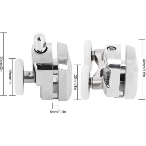 Lot de 8 Roulettes pour Porte de Douche - Roulettes Cabine de Douche en Alliage de Zinc - Roulette Porte Coulissante Douche pour Salle de Bain 25mm (4 Supérieures et 4 Inférieures)-RAPANDA (1/5)