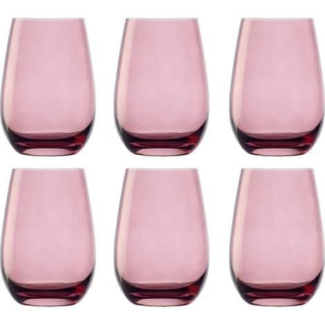 Verres à eau, Verres à boire, Verres à jus - Colorés, Elements, Lot de 6, Lilas, 465ml