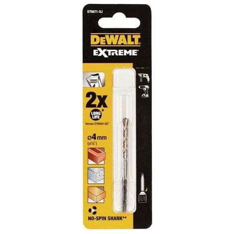 Broca para piedra Extreme, 4 x 75 mm, con vástago de 3 caras DeWalt DT6671-XJ