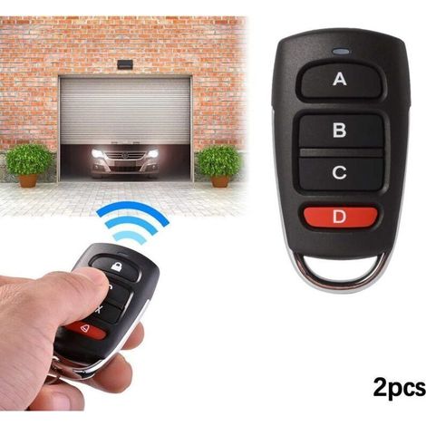 Paquete de 2 mandos a distancia universales para clonación de puertas de garaje, 433 MHz, 4 botones, para puertas de garaje eléctricas, etc.