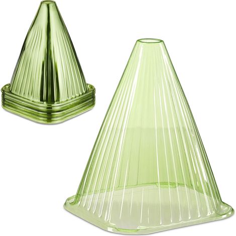 Relaxdays Pflanzenhut, 32er Set, Schneckenschutz, Frostschutz, HxBxT: 22 x 19 x 19 cm, Pflanzenschutzhauben PVC, grün