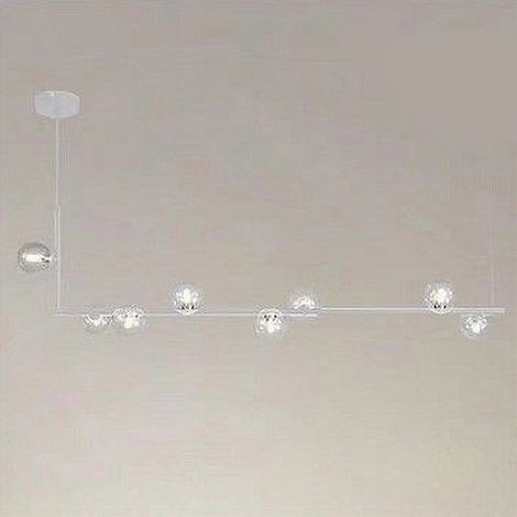 TRADE SHOP - Lampadario 8 Sfere G9 In Vetro Da Soffitto In Metallo Bianco Design Moderno 71614 -