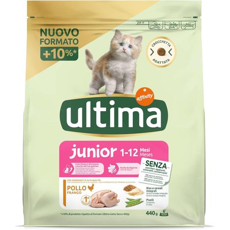 ULTIMA CROCCHETTE PER GATTO JUNIOR 1-12 MESI 440 GR GUSTO POLLO CON CROCCHETTA ADATTATA OKX (1/5)